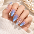 Lavender Blue Cat Eye Press On Nails – Dreamy Magnetic Glow