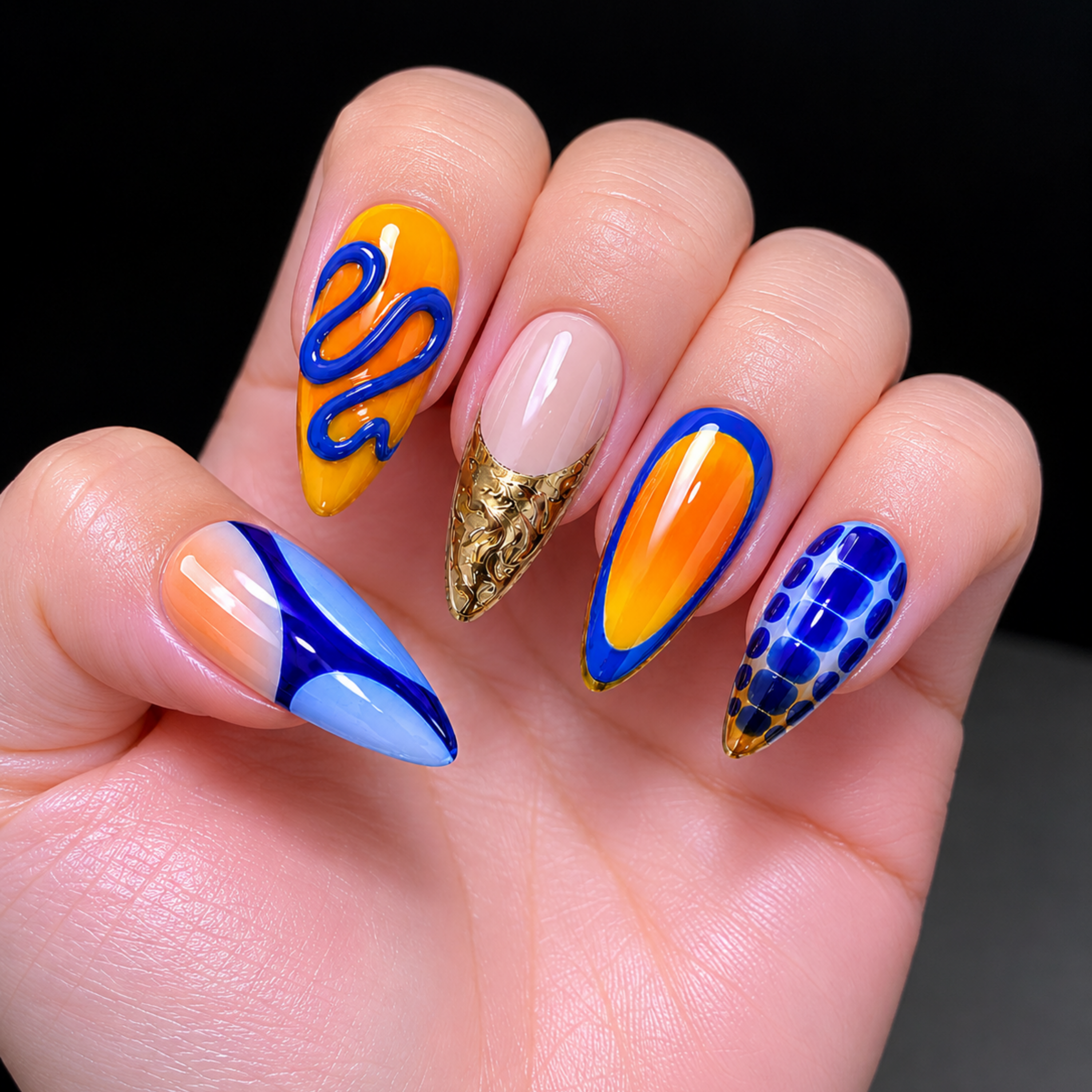 Orange Neon Press On Nails – Handmade Gel Acrylic Nail Set