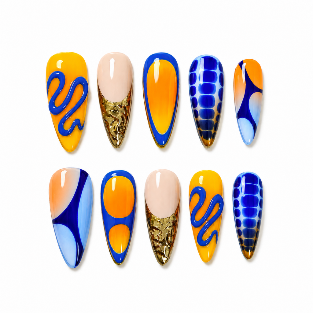Orange Neon Press On Nails – Handmade Gel Acrylic Nail Set