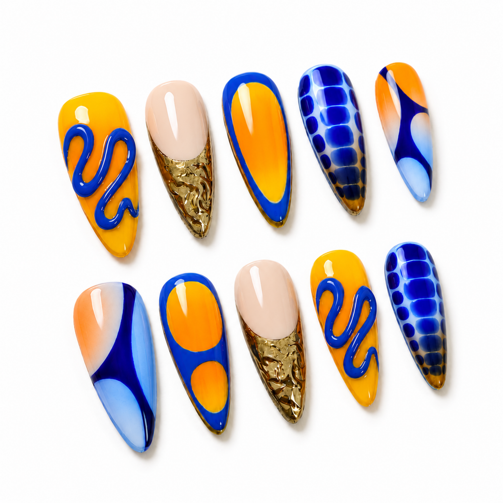 Orange Neon Press On Nails – Handmade Gel Acrylic Nail Set
