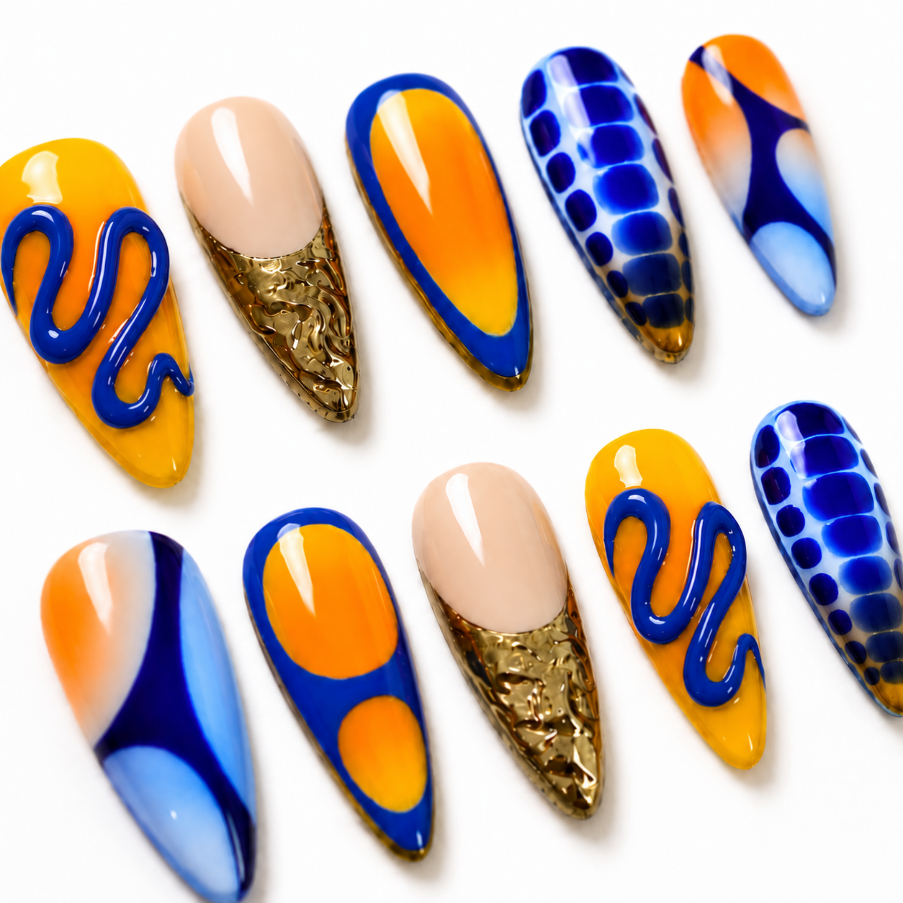Orange Neon Press On Nails – Handmade Gel Acrylic Nail Set