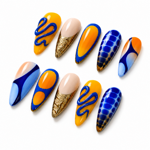 Orange Neon Press On Nails – Handmade Gel Acrylic Nail Set