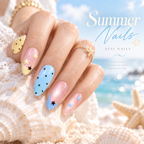 Pastel Polka Dot Press On Nails, Star Y2K Almond Nails Handmade Kawaii Reusable Nail Set